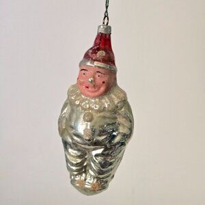 Antique Clown Ornament Hand Blown Mercury Glass Christmas Germany Holiday VTG